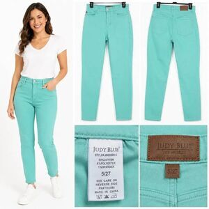 Judy Blue Aqua Teal Straight Leg Jeans Size 5/27 Stretch
